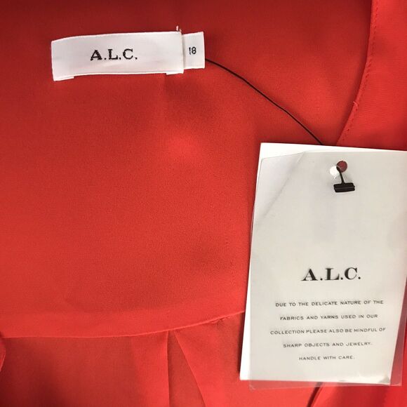A.L.C. Red Silk Long Sleeve Draped Lightweight Holiday Blouse Top NEW - 18 - Picture 9 of 9